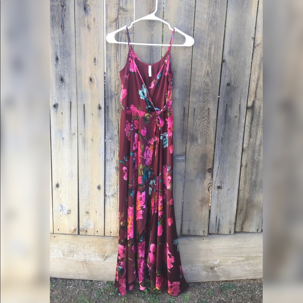 Silk floral High low spaghetti strap dress